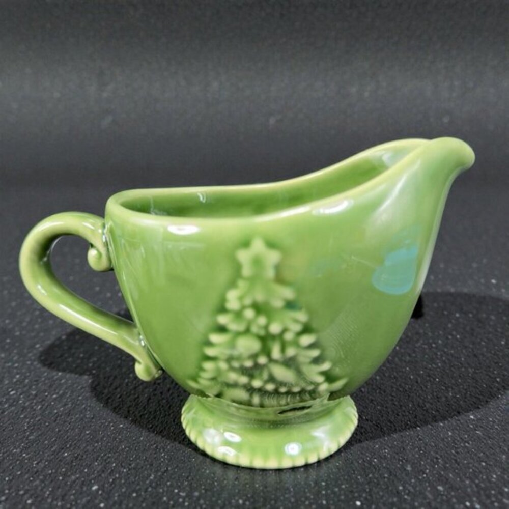 CRACKER‎ BARREL Green Ceramic CHRISTMAS TREE Creamer Small Pitcher Vintage Decor